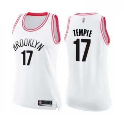 Womens Brooklyn Nets 17 Garrett Temple Swingman White Pink Fashion Basketball Jersey