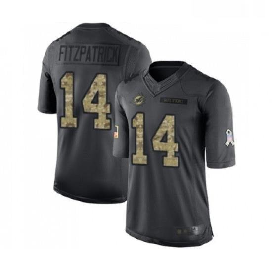 Youth Miami Dolphins 14 Ryan Fitzpatrick Limited Black 2016 Salute to Service Football Jersey