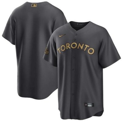 Men Toronto Blue Jays Blank 2022 All Star Charcoal Cool Base Stitched Baseball Jersey