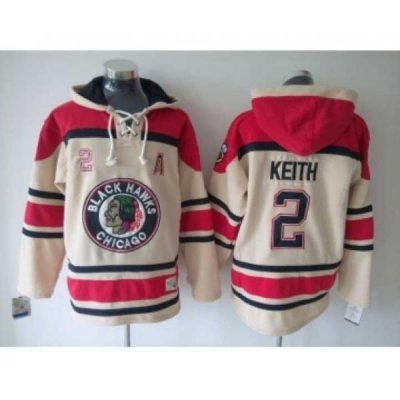 nhl jerseys chicago blackhawks 2 keith cream-red[pullover hooded sweatshirt][patch A]