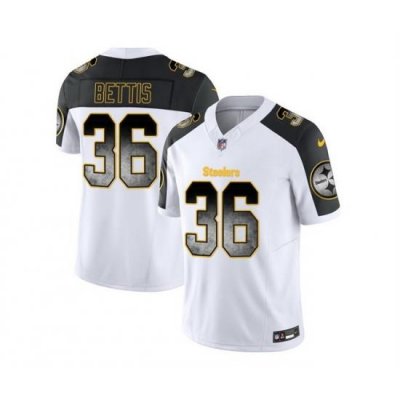 Men Pittsburgh Steelers 36 Jerome Bettis White Black 2023 F U S E  Smoke Vapor Untouchable Limited Stitched Jersey