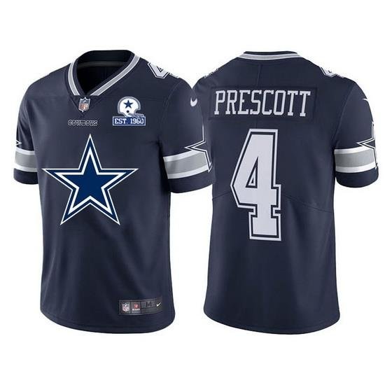 Dallas Cowboys 4 Dak Prescott Navy Blue Men Nike Big Team Logo With Established In 1960 Patch Vapor Limited NFL Jersey