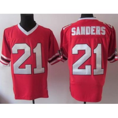 Atlanta Falcons 21 Deion Sanders Red M&N ThroWback NFL Jerseys