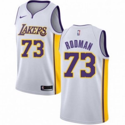 Mens Nike Los Angeles Lakers 73 Dennis Rodman Swingman White NBA Jersey Association Edition