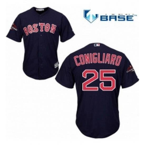 Youth Majestic Boston Red Sox 25 Tony Conigliaro Authentic Navy Blue Alternate Road Cool Base 2018 World Series Champions MLB Jersey