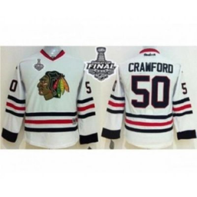 youth nhl jerseys chicago blackhawks #50 crawford white[2015 stanley cup]