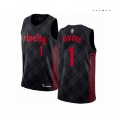 Mens Portland Trail Blazers 1 Anfernee Simons Authentic Black Basketball Jersey City Edition