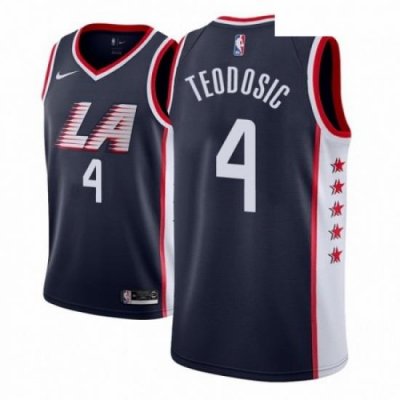 Men NBA 2018 19 Los Angeles Clippers 4 Milos Teodosic City Edition Navy Jersey