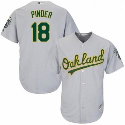 Youth Majestic Oakland Athletics 18 Chad Pinder Replica Grey Road Cool Base MLB Jersey