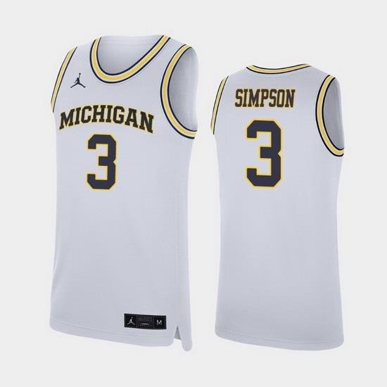 Michigan Wolverines Zavier Simpson White Replica Men'S Jersey