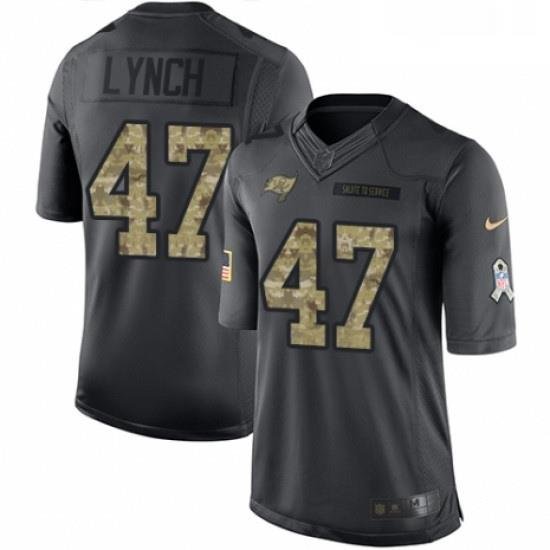 Mens Nike Tampa Bay Buccaneers 47 John Lynch Limited Black 2016 Salute to Service NFL Jersey