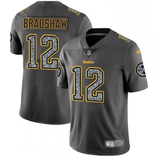 Mens Nike Pittsburgh Steelers 12 Terry Bradshaw Gray Static Vapor Untouchable Limited NFL Jersey