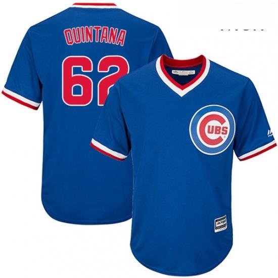 Mens Majestic Chicago Cubs 62 Jose Quintana Replica Royal Blue Cooperstown Cool Base MLB Jersey