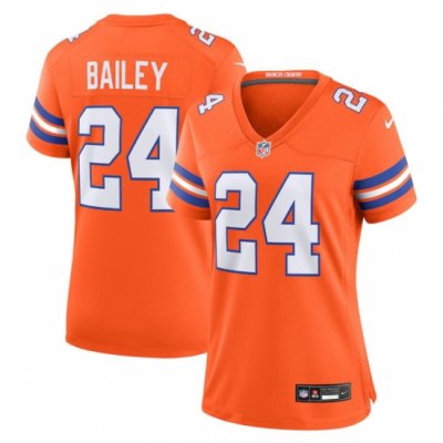 Women Denver Broncos 24 Champ Bailey Orange Mile High Collection 1977 Throwback Stitched Jersey