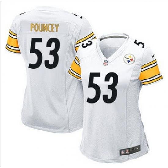 Women NEW Pittsburgh Steelers #53 Maurkice Pouncey White Stitched NFL Elite Jersey