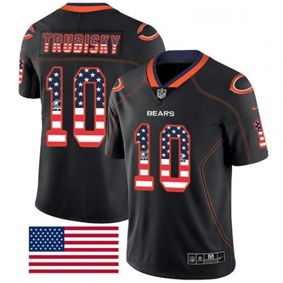 Mens Nike Chicago Bears 10 Mitchell Trubisky Limited Black Rush USA Flag NFL Jersey