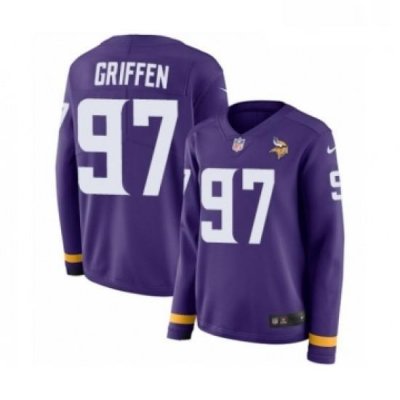 Womens Nike Minnesota Vikings 97 Everson Griffen Limited Purple Therma Long Sleeve NFL Jersey