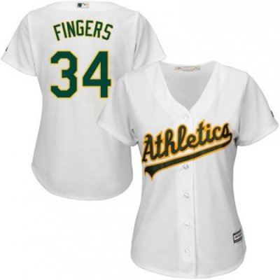 Womens Majestic Oakland Athletics 34 Rollie Fingers Replica White Home Cool Base MLB Jersey