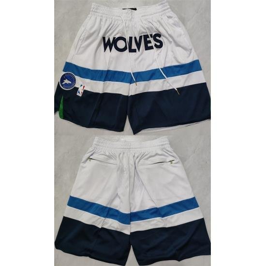 Men Minnesota Timberwolves White Shorts