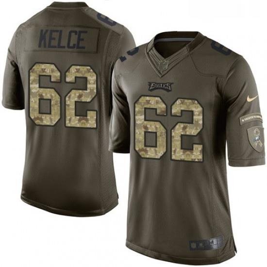 Youth Nike Philadelphia Eagles 62 Jason Kelce Elite Green Salute to Service NFL Jersey