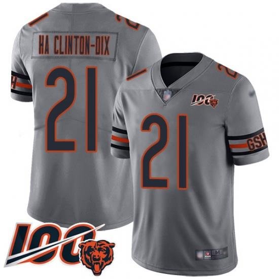 Men Chicago Bears 21 Ha Ha ClintonDix Limited Silver Inverted Legend 100th Season Football Jersey