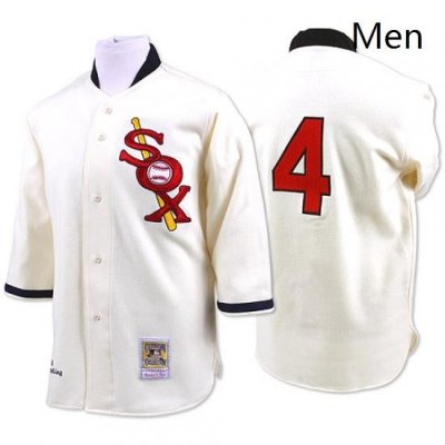 Mens Mitchell and Ness Chicago White Sox 4 Luke Appling Authentic Cream Throwback MLB Jersey