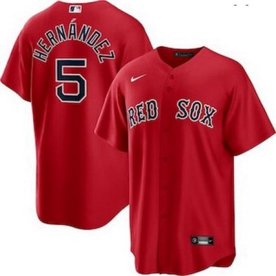 Men Men Boston Red Sox 5 Enrique Hernandez Red Jersey