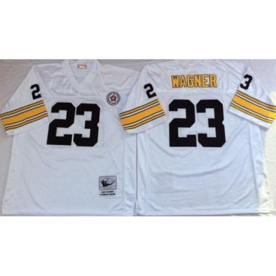 Men Pittsburgh Steelers 23 Mike Wagner White M&N Throwback Jersey