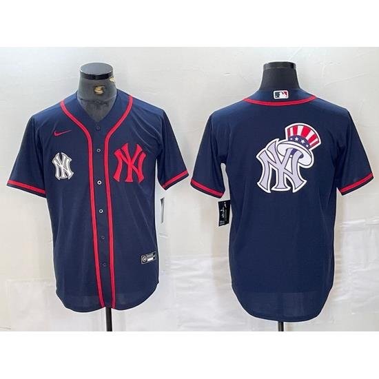 Men NeW York Yankees Big LOGO Navy Cool Base Stitched Baseball Jersey 29