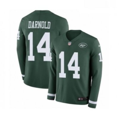 Mens Nike New York Jets 14 Sam Darnold Limited Green Therma Long Sleeve NFL Jersey