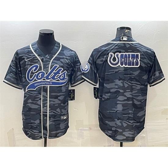 Men Indianapolis Colts Grey Camo Team Big Logo With Patch Cool Base Stitched Baseball Jersey