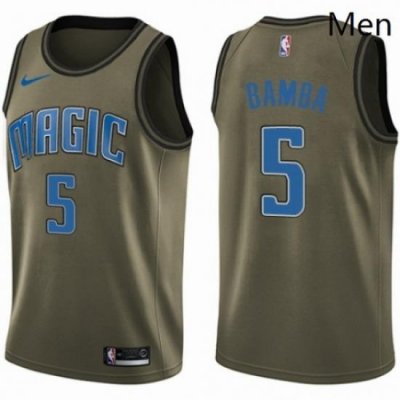 Mens Nike Orlando Magic 5 Mohamed Bamba Swingman Green Salute to Service NBA Jersey