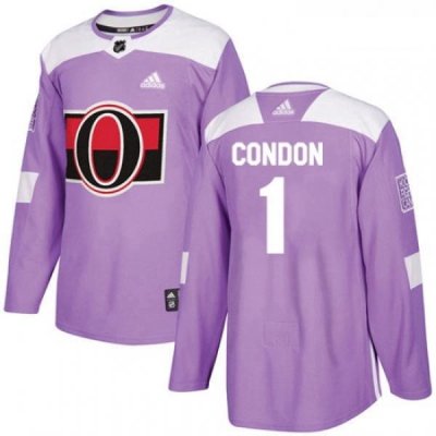 Youth Adidas Ottawa Senators 1 Mike Condon Authentic Purple Fights Cancer Practice NHL Jersey