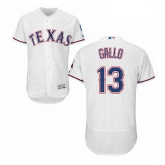 Mens Majestic Texas Rangers 13 Joey Gallo White Home Flex Base Authentic Collection MLB Jersey