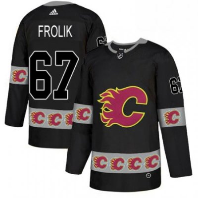 Mens Adidas Calgary Flames 67 Michael Frolik Authentic Green Salute to Service NHL Jersey