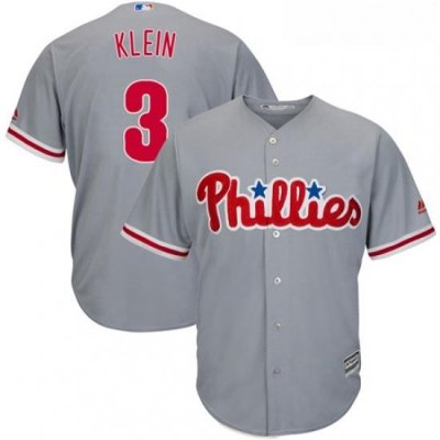 Youth Majestic Philadelphia Phillies 3 Chuck Klein Replica Grey Road Cool Base MLB Jersey