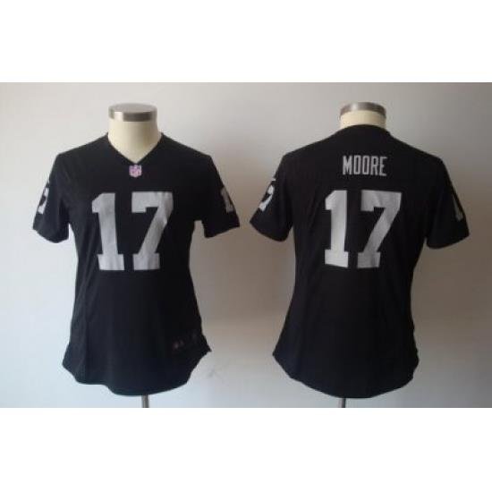 Women Oakland Raiders 17# Denarius Moore Black Jersey