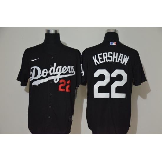 Men Los Angeles Dodgers 22 Clayton KershaW Black Stitched MLB Cool Base Nike Jersey