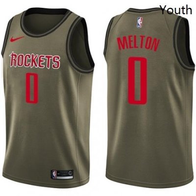 Youth Nike Houston Rockets 0 DeAnthony Melton Swingman Green Salute to Service NBA Jers