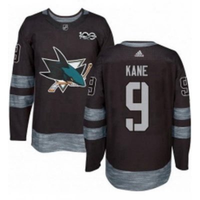 Mens Adidas San Jose Sharks 9 Evander Kane Authentic Black 1917 2017 100th Anniversary NHL Jerse