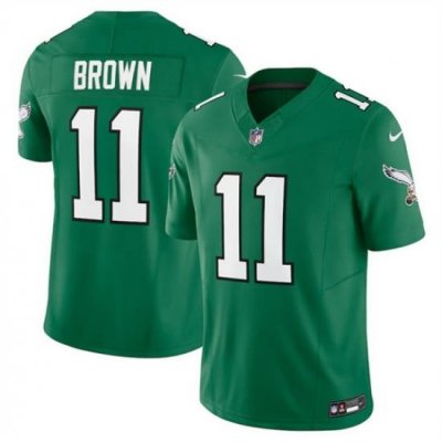 Youth Philadelphia Eagles 11 A  J  Brown Green 2023 F U S E  Stitched Football Jersey