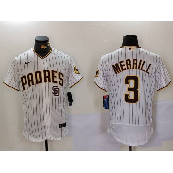 Men San Diego Padres 3 Jackson Merrill white Cool Base Stitched Baseball Jersey 019