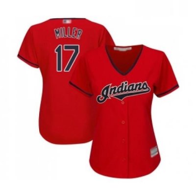 Womens Cleveland Indians 17 Brad Miller Replica Scarlet Alternate 2 Cool Base Baseball Jersey