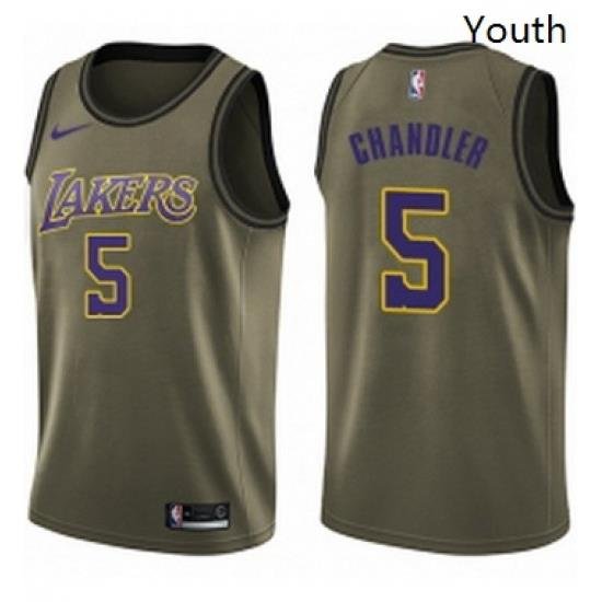 Youth Nike Los Angeles Lakers 5 Tyson Chandler Swingman Green Salute to Service NBA Jersey