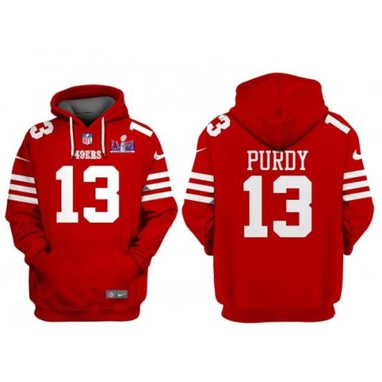 Men San Francisco 49ers Active Player Custom Red Super Bowl LVIII Alternate Pullover Hoodie