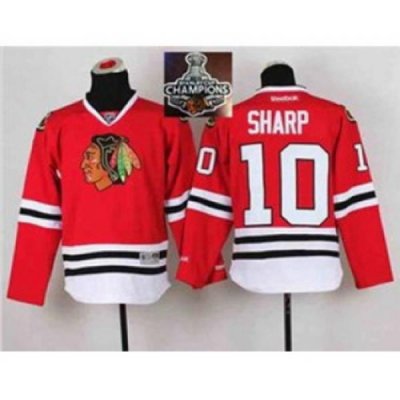 youth nhl jerseys chicago blackhawks #10 sharp red[2015 Stanley cup champions] II