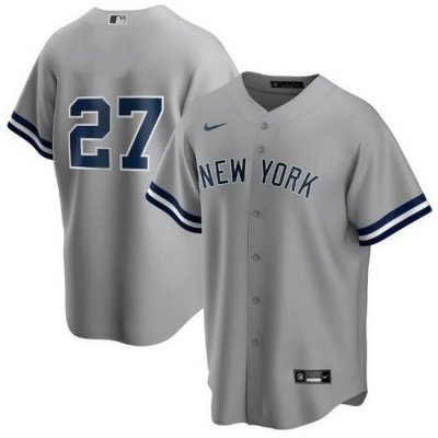 Men NeW York Yankees 27 Giancarlo Stanton Grey Cool Base Stitched Baseball Jerse