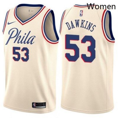 Womens Nike Philadelphia 76ers 53 Darryl Dawkins Swingman Cream NBA Jersey City Edition