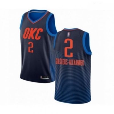 Mens Oklahoma City Thunder 2 Shai Gilgeous Alexander Swingman Navy Blue Basketball Jersey Statement Edition