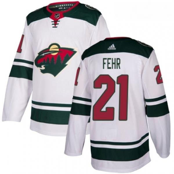 Youth Adidas Minnesota Wild 21 Eric Fehr Authentic White Away NHL Jersey